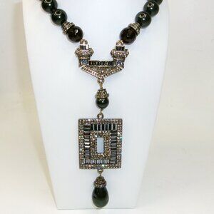 Heidi Daus South Sea Riches Tahitian Pearl Swarovski Crystal Deco Drop Necklace